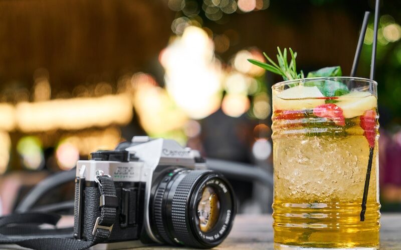Drink Beside A Camera on the Table